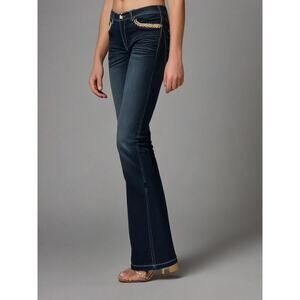 Soundgirl Women's Bootcut Jeans Embroidered Sequin Pockets S-Curves blue size 5